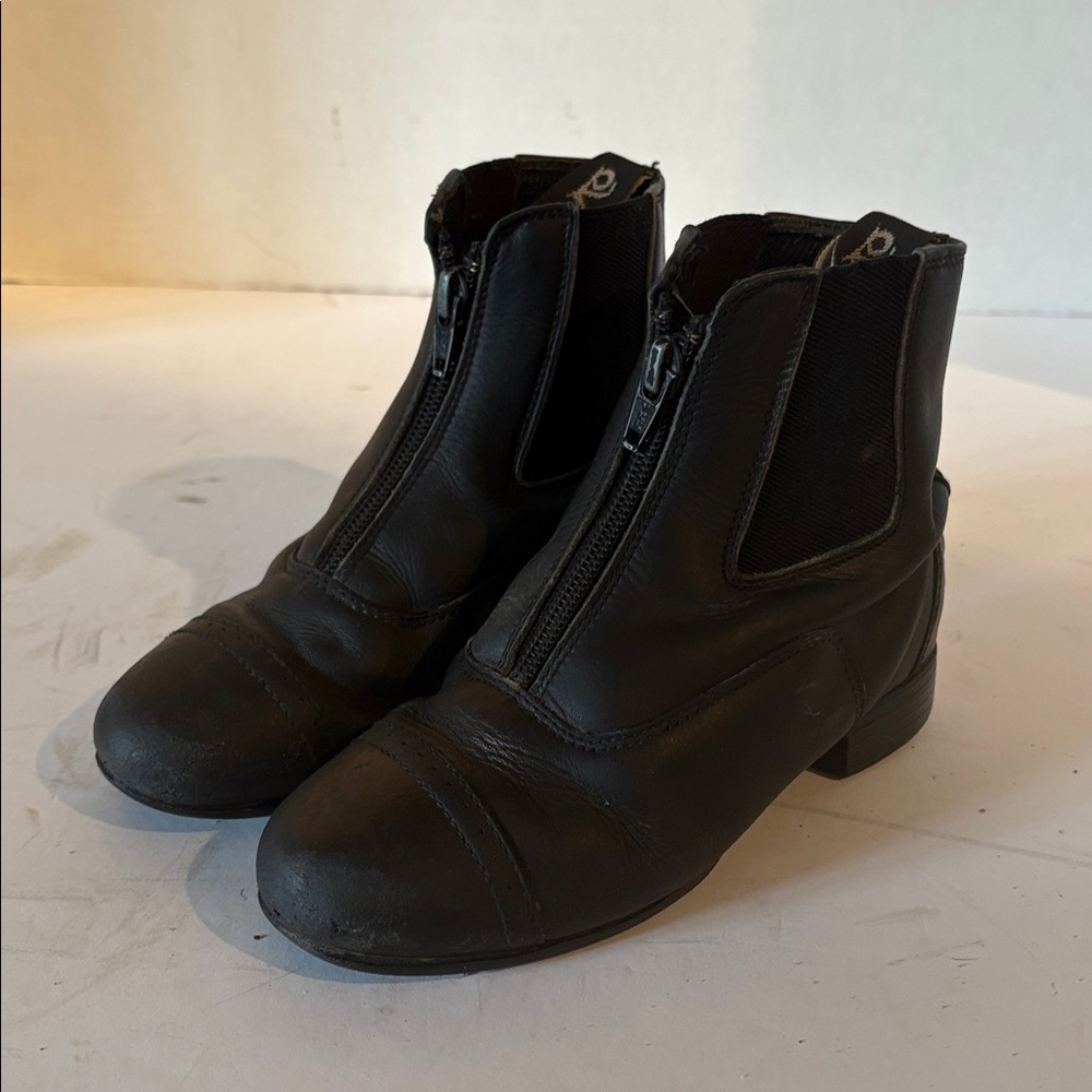 Black Leather Zip-Up Paddock Boots